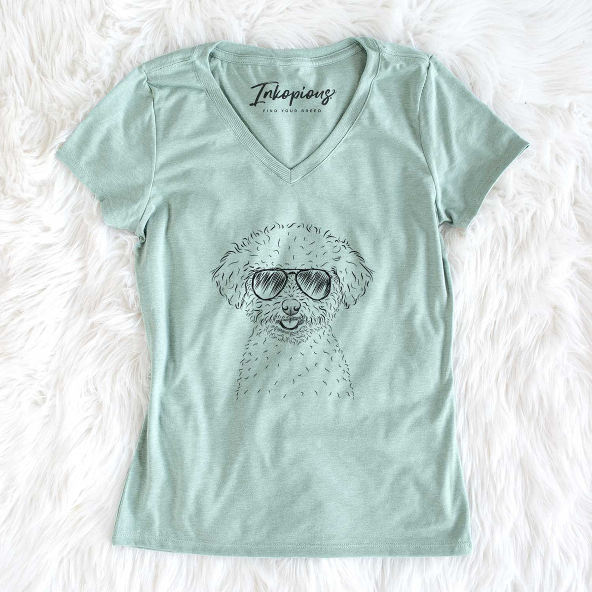 Aviator Mickey the Bichon Frise - Women's V-neck Shirt