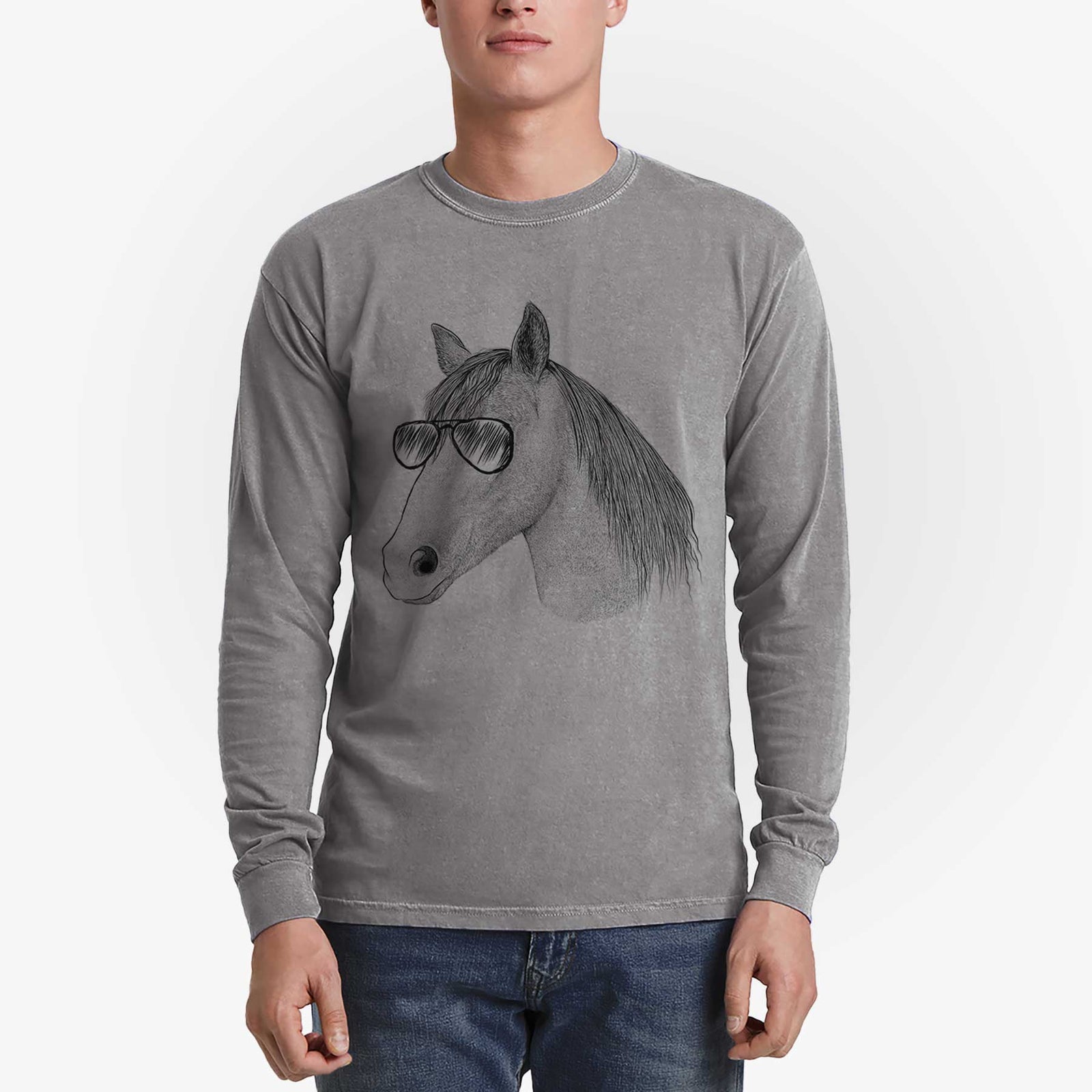 Aviators Midnight the Missouri Foxtrotter Horse - Heavyweight 100% Cotton Long Sleeve