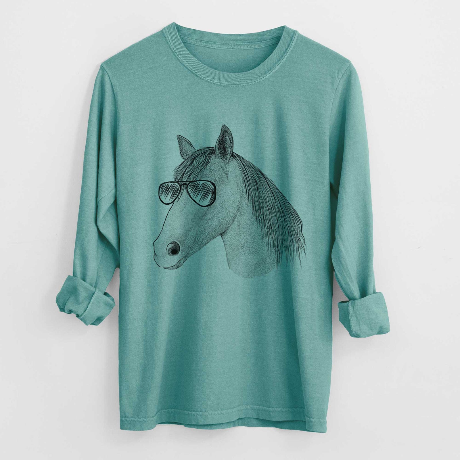 Aviators Midnight the Missouri Foxtrotter Horse - Heavyweight 100% Cotton Long Sleeve