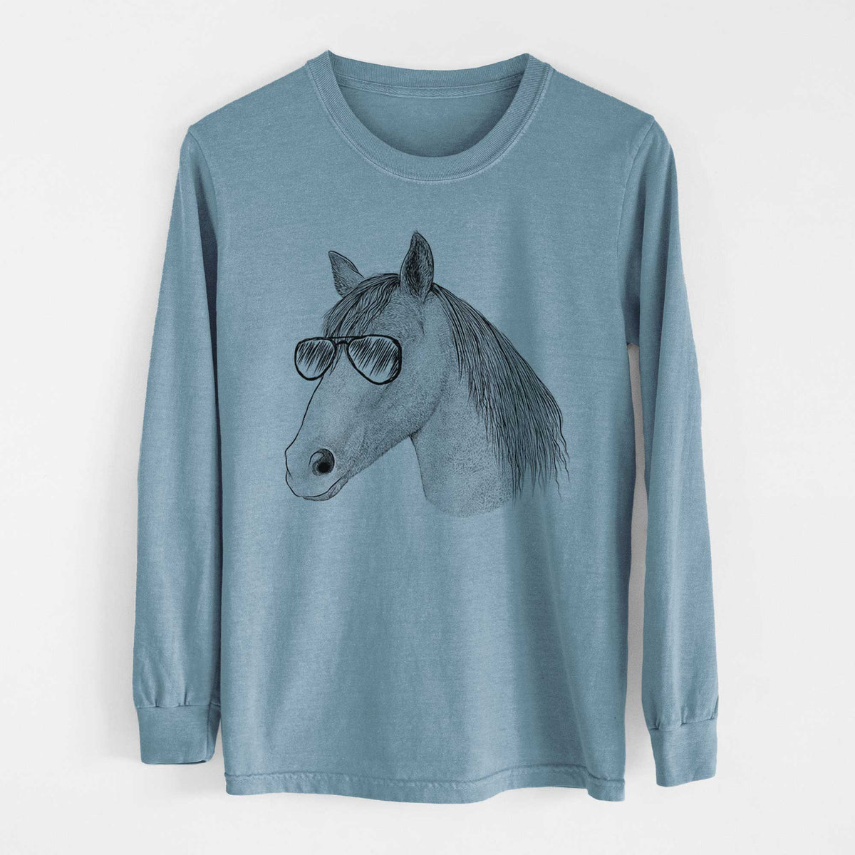 Aviators Midnight the Missouri Foxtrotter Horse - Heavyweight 100% Cotton Long Sleeve