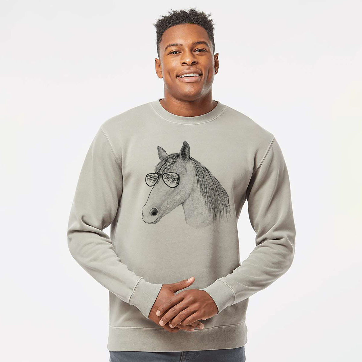 Aviator Midnight the Missouri Foxtrotter Horse - Unisex Pigment Dyed Crew Sweatshirt