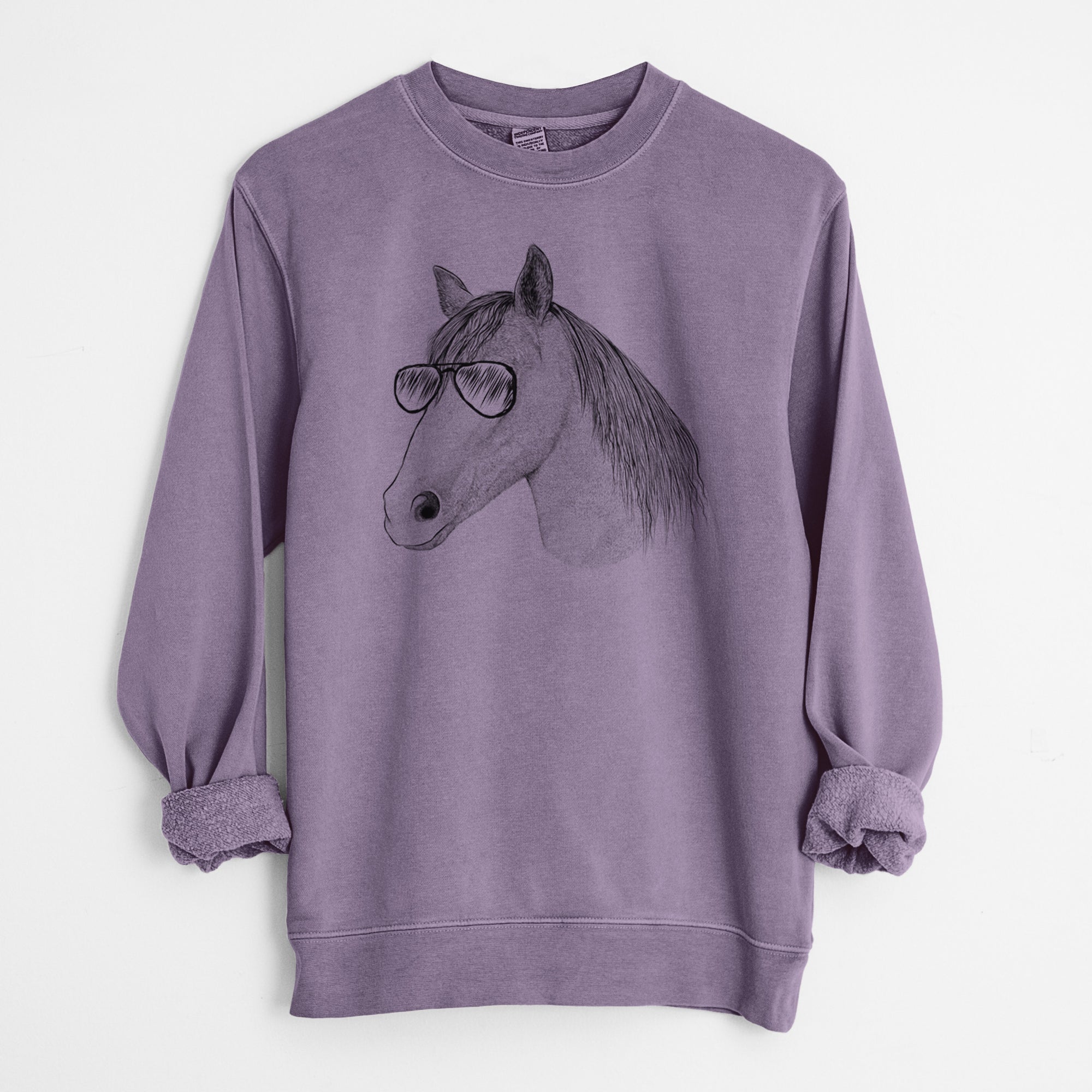 Aviator Midnight the Missouri Foxtrotter Horse - Unisex Pigment Dyed Crew Sweatshirt