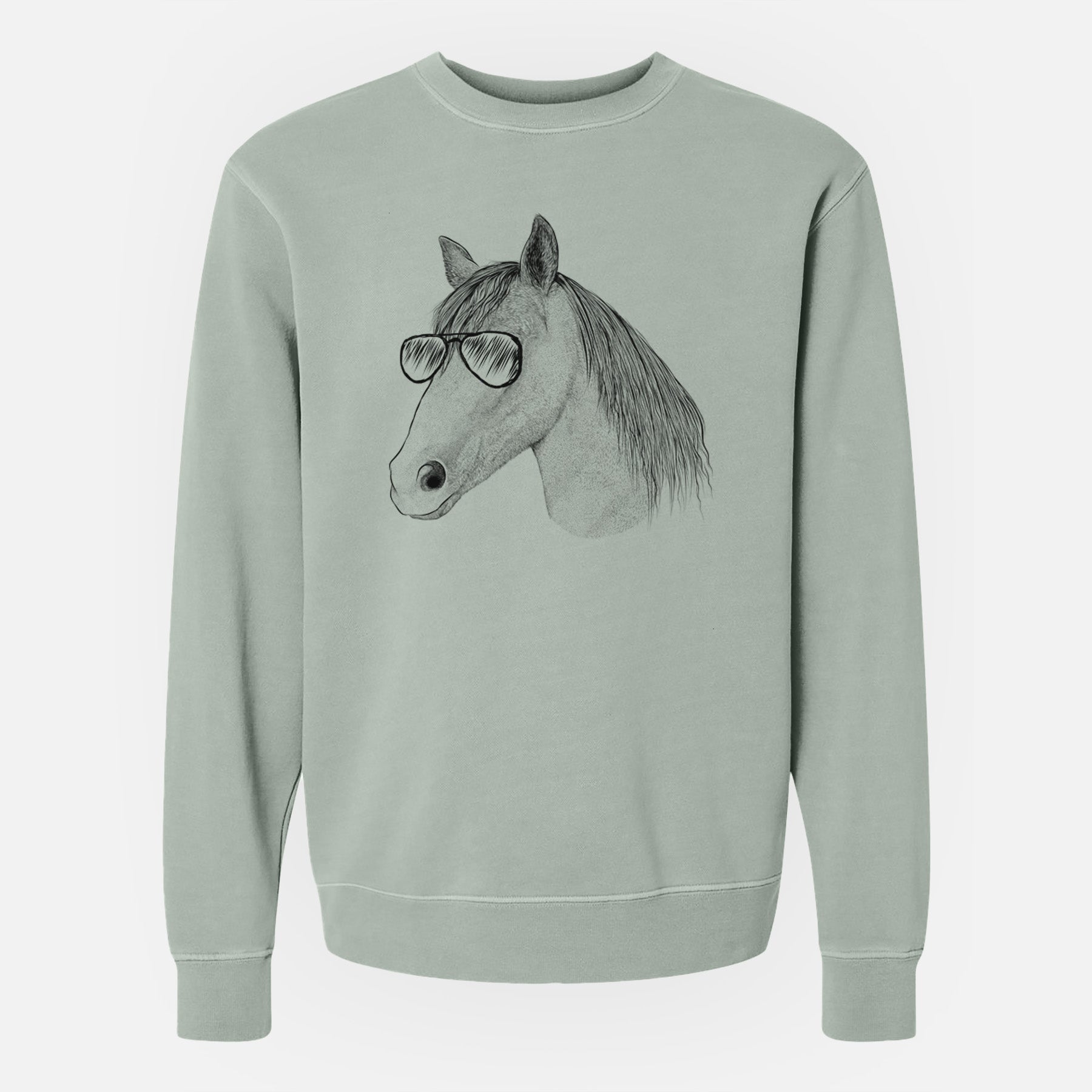 Aviator Midnight the Missouri Foxtrotter Horse - Unisex Pigment Dyed Crew Sweatshirt