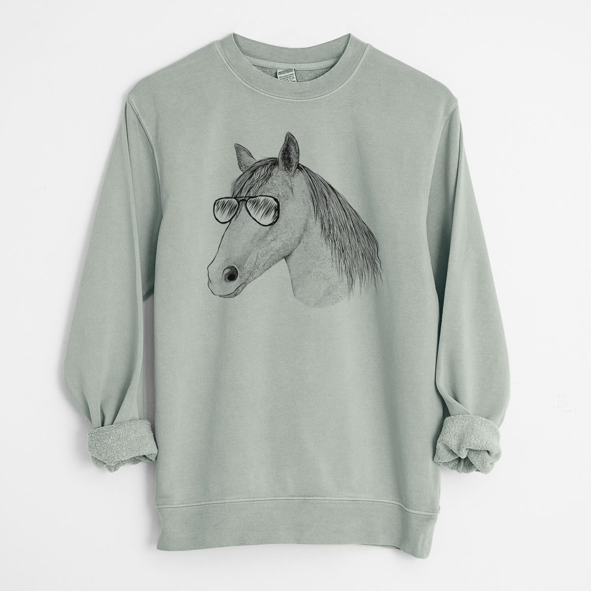 Aviator Midnight the Missouri Foxtrotter Horse - Unisex Pigment Dyed Crew Sweatshirt