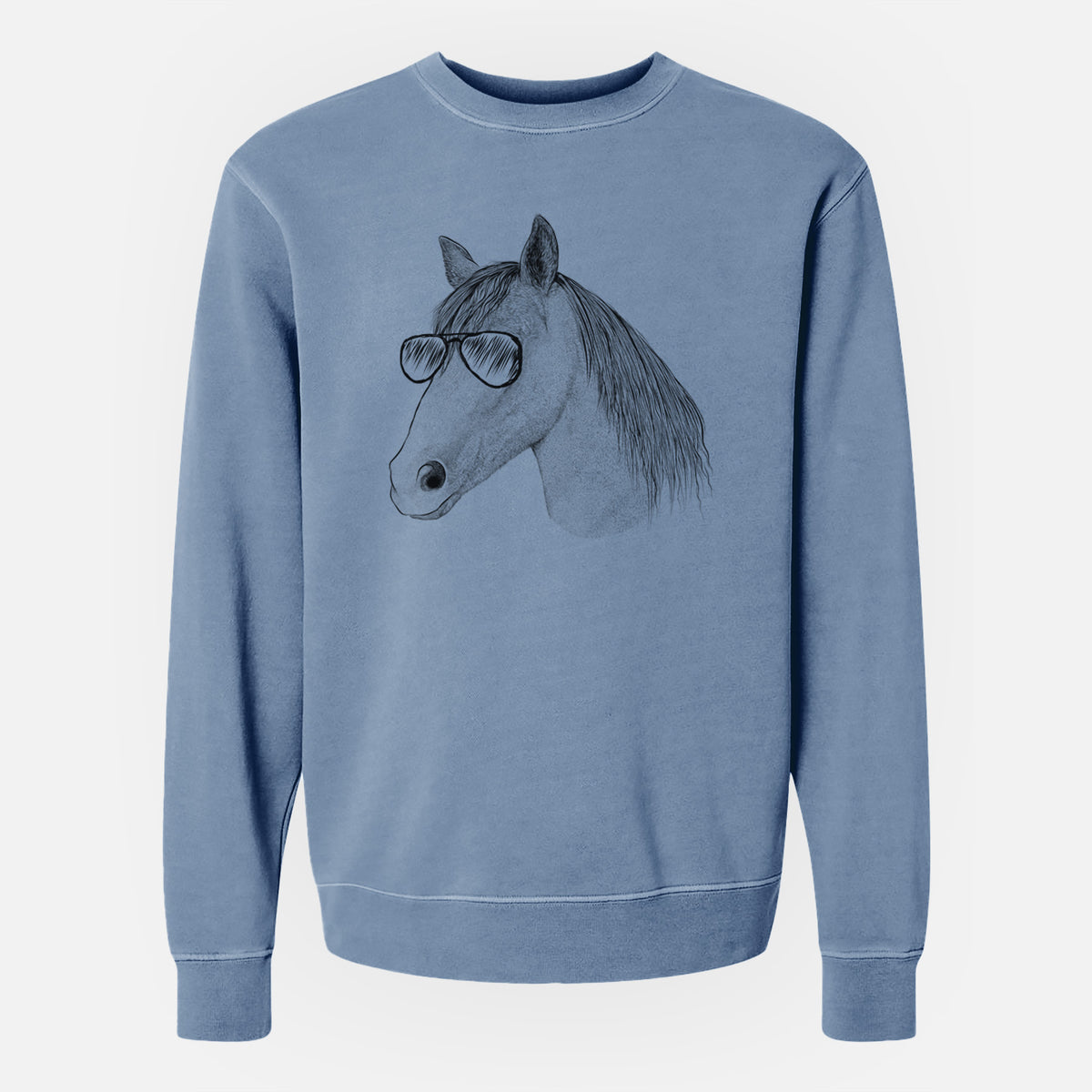 Aviator Midnight the Missouri Foxtrotter Horse - Unisex Pigment Dyed Crew Sweatshirt
