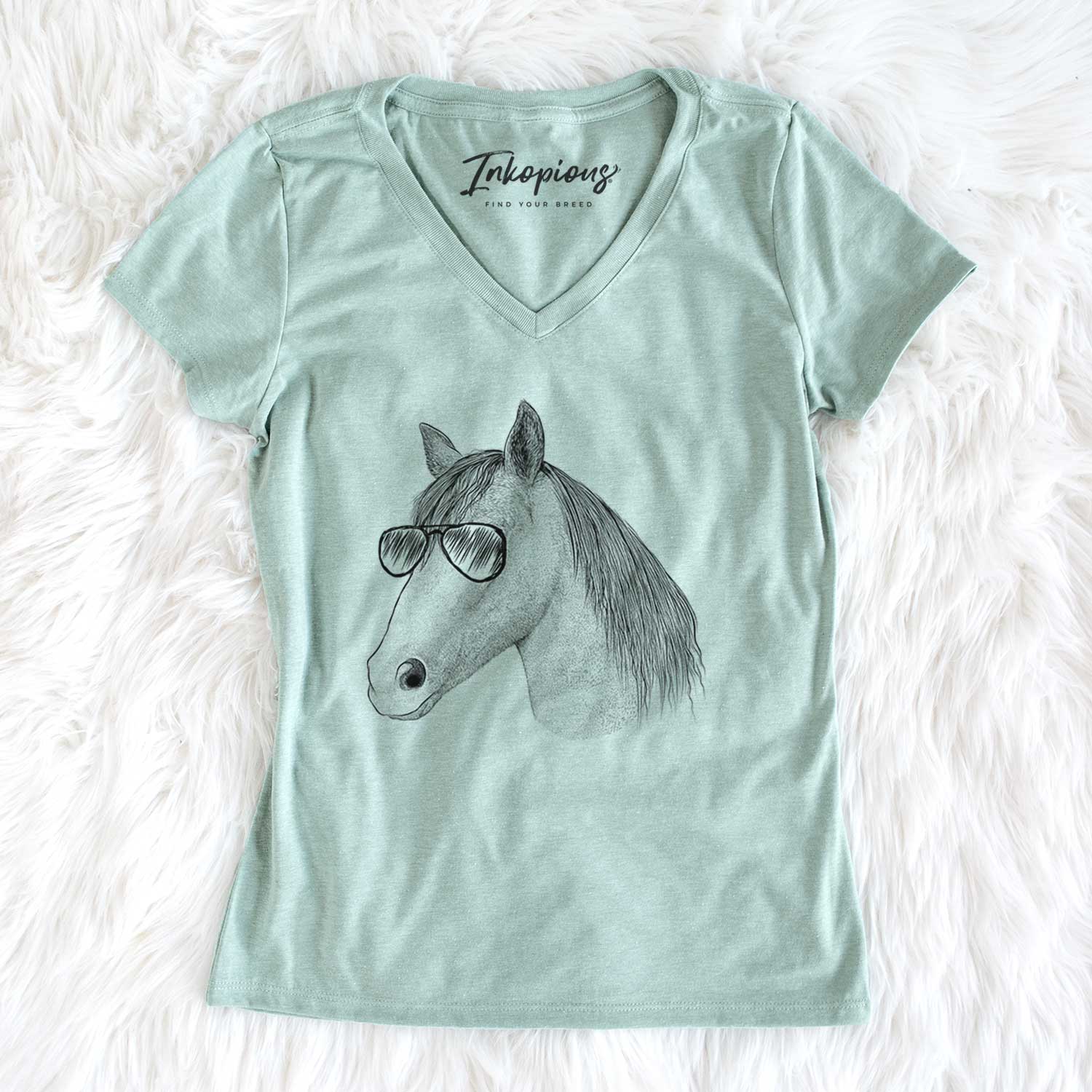Aviator Midnight the Missouri Foxtrotter Horse - Women's V-neck Shirt