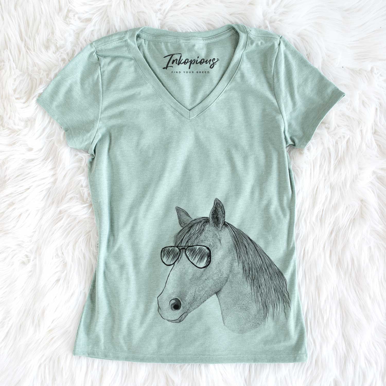 Aviator Midnight the Missouri Foxtrotter Horse - Women's V-neck Shirt