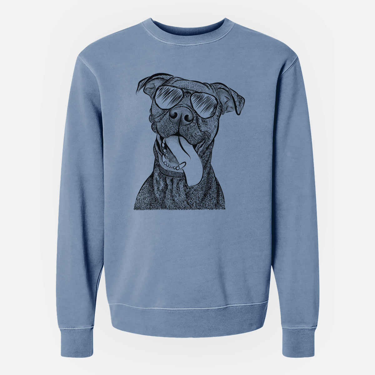 Aviator Mikey the Boxador - Unisex Pigment Dyed Crew Sweatshirt