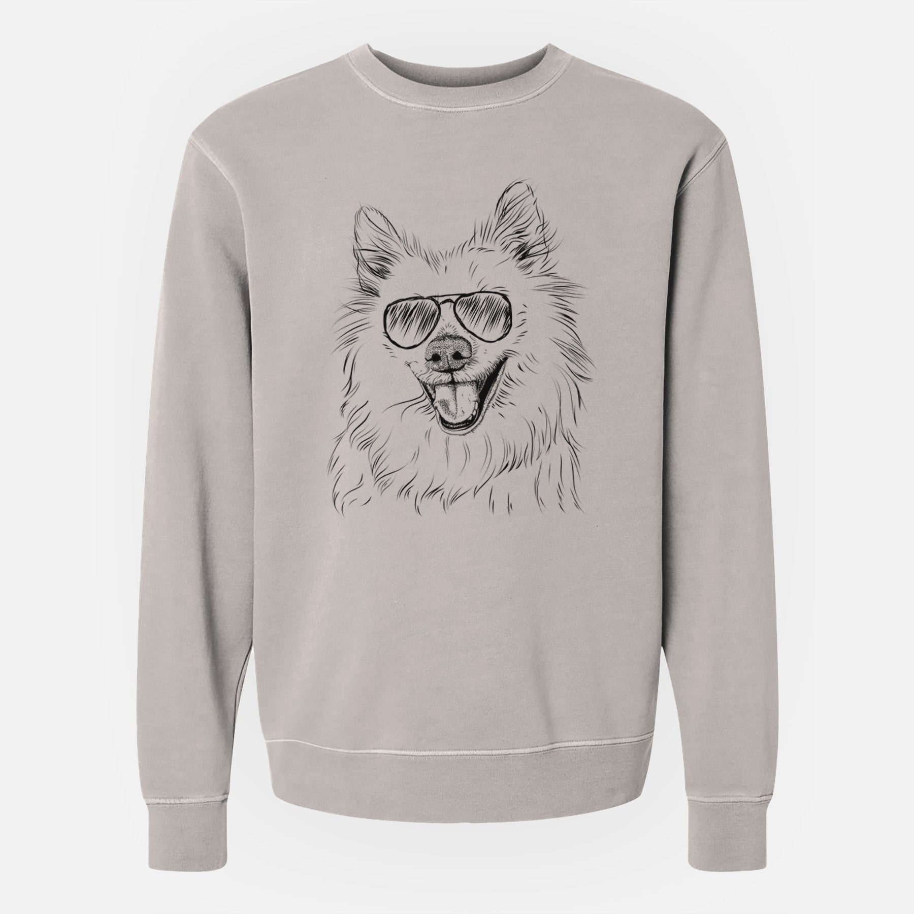 Aviator Miki the American Eskimo - Unisex Pigment Dyed Crew Sweatshirt