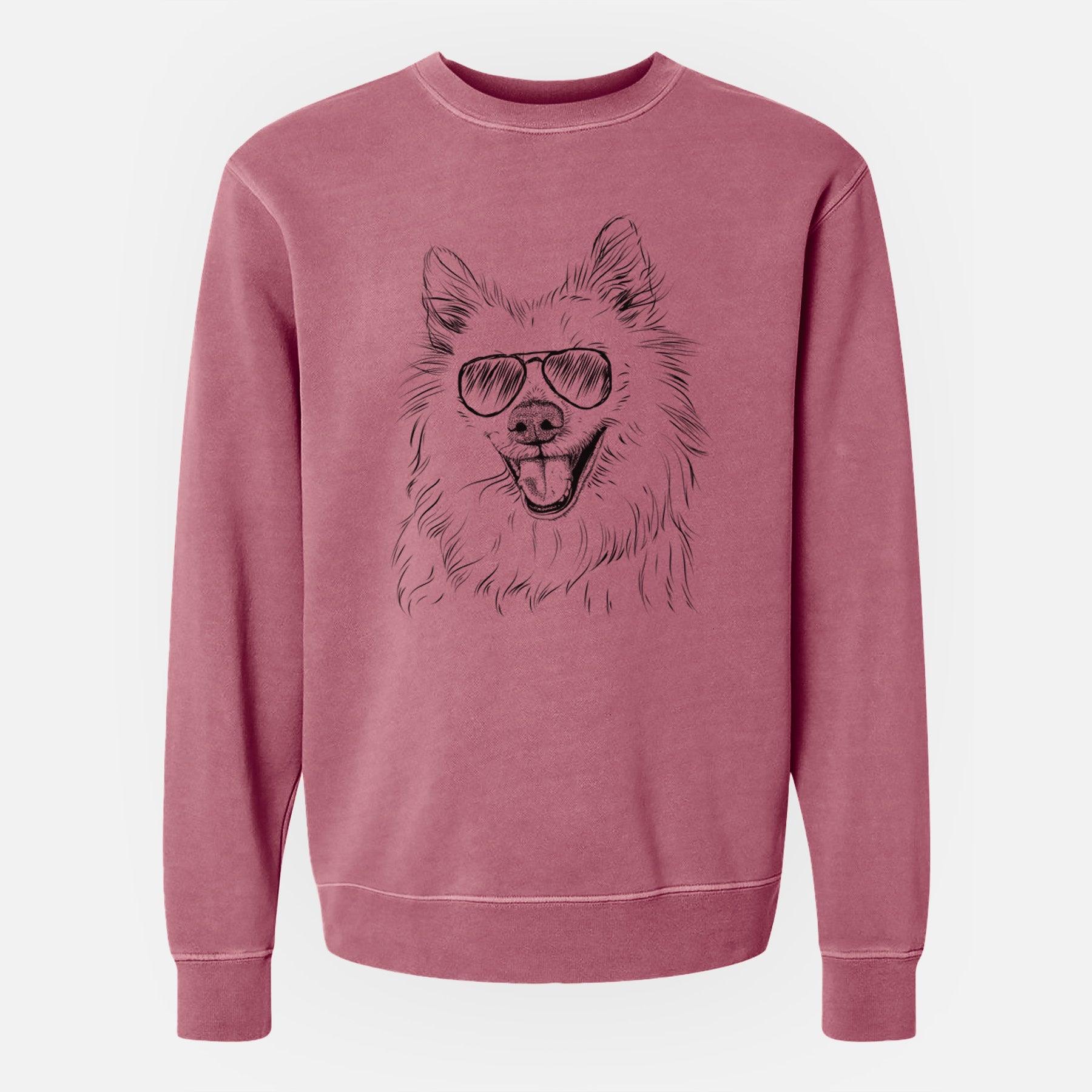 Aviator Miki the American Eskimo - Unisex Pigment Dyed Crew Sweatshirt