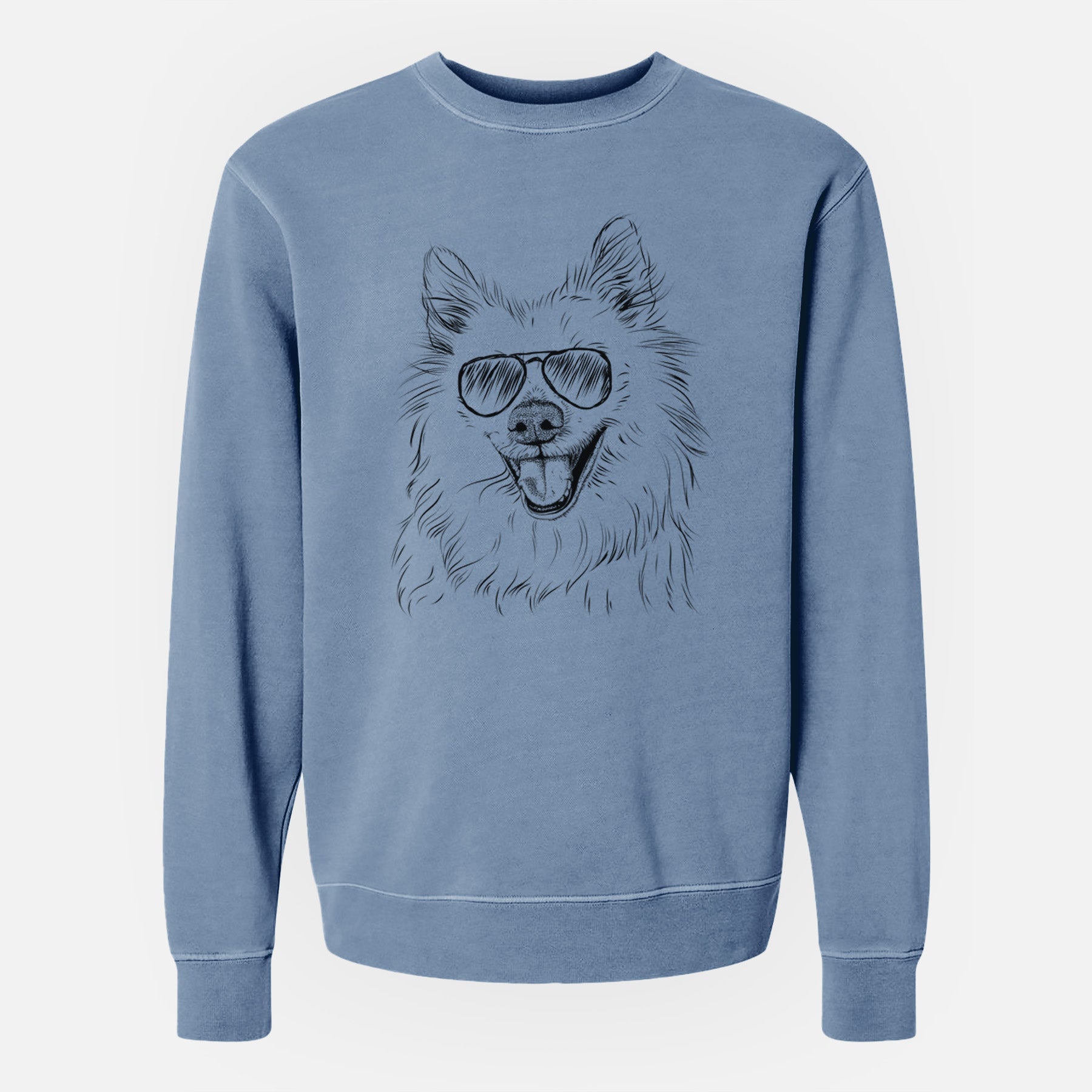 Aviator Miki the American Eskimo - Unisex Pigment Dyed Crew Sweatshirt