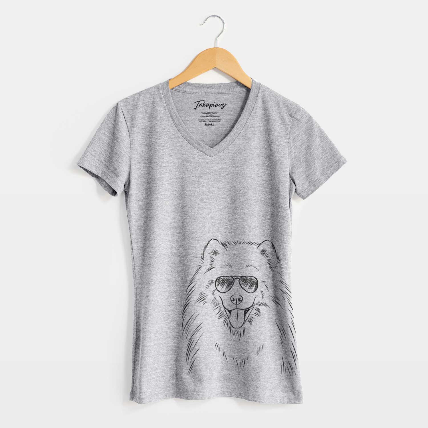 Aviator Mikko the Samoyed - Women's V-neck Shirt