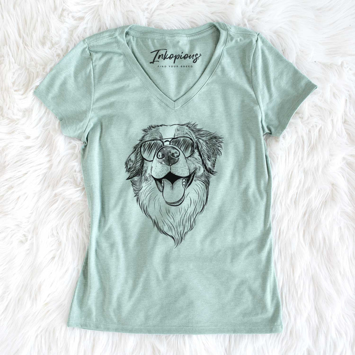 Aviator Mila the Australian Shepherd - Women's V-neck Shirt