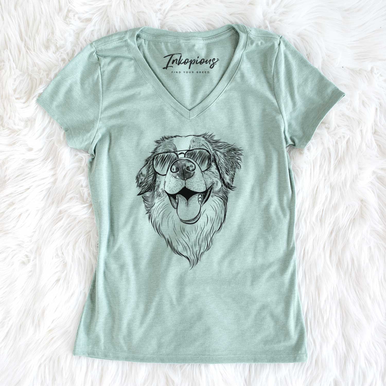 Aviator Mila the Australian Shepherd - Women's V-neck Shirt
