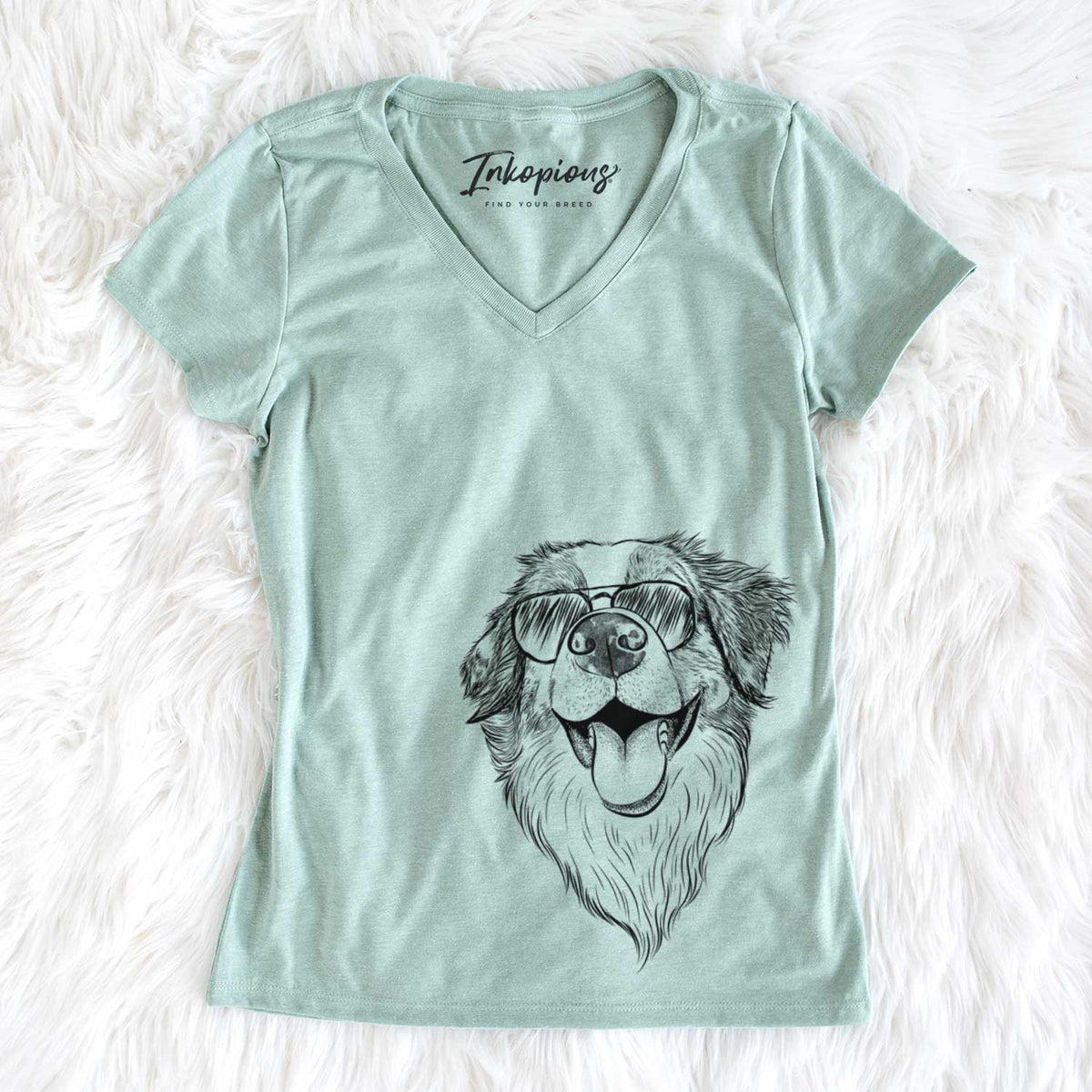 Aviator Mila the Australian Shepherd - Women's V-neck Shirt