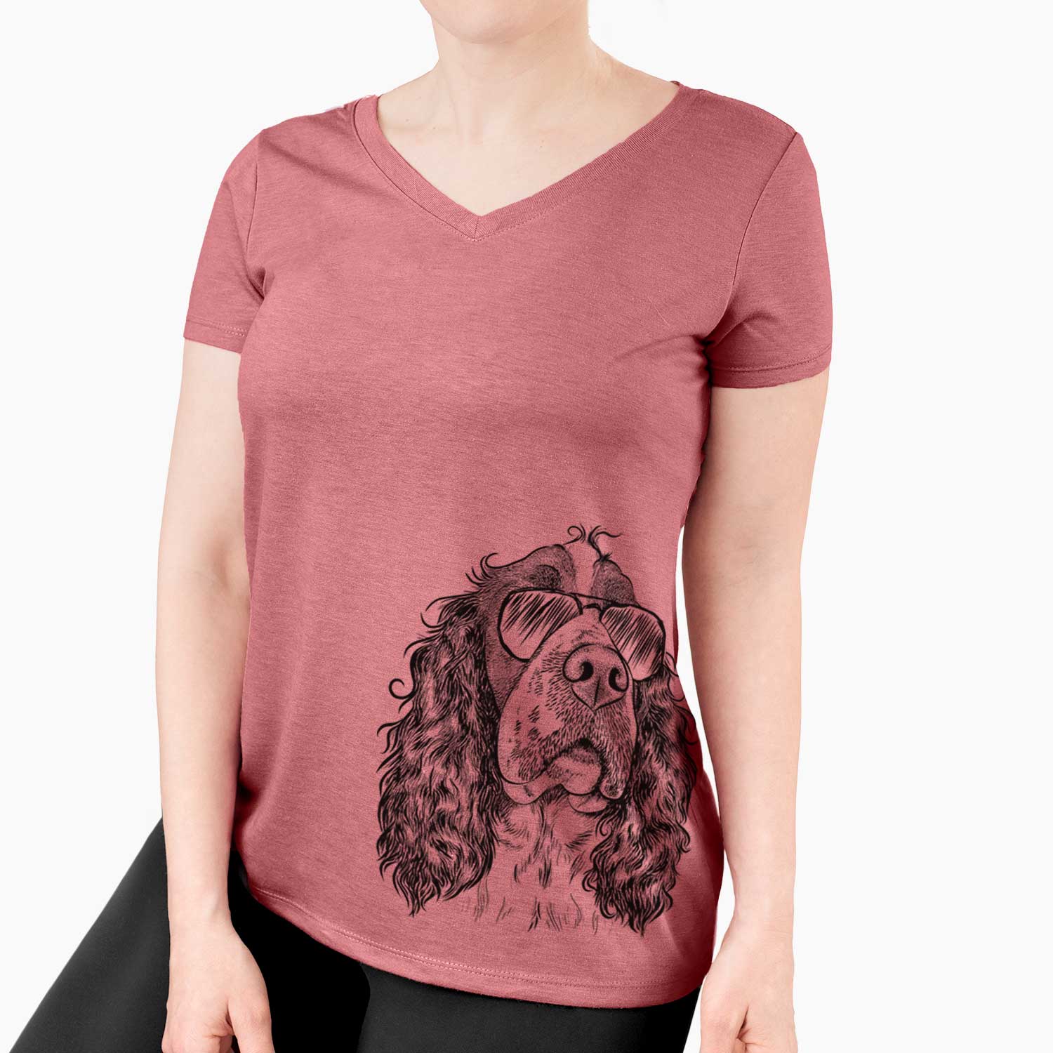 Aviator Millie Mae the English Springer Spaniel - Women's V-neck Shirt