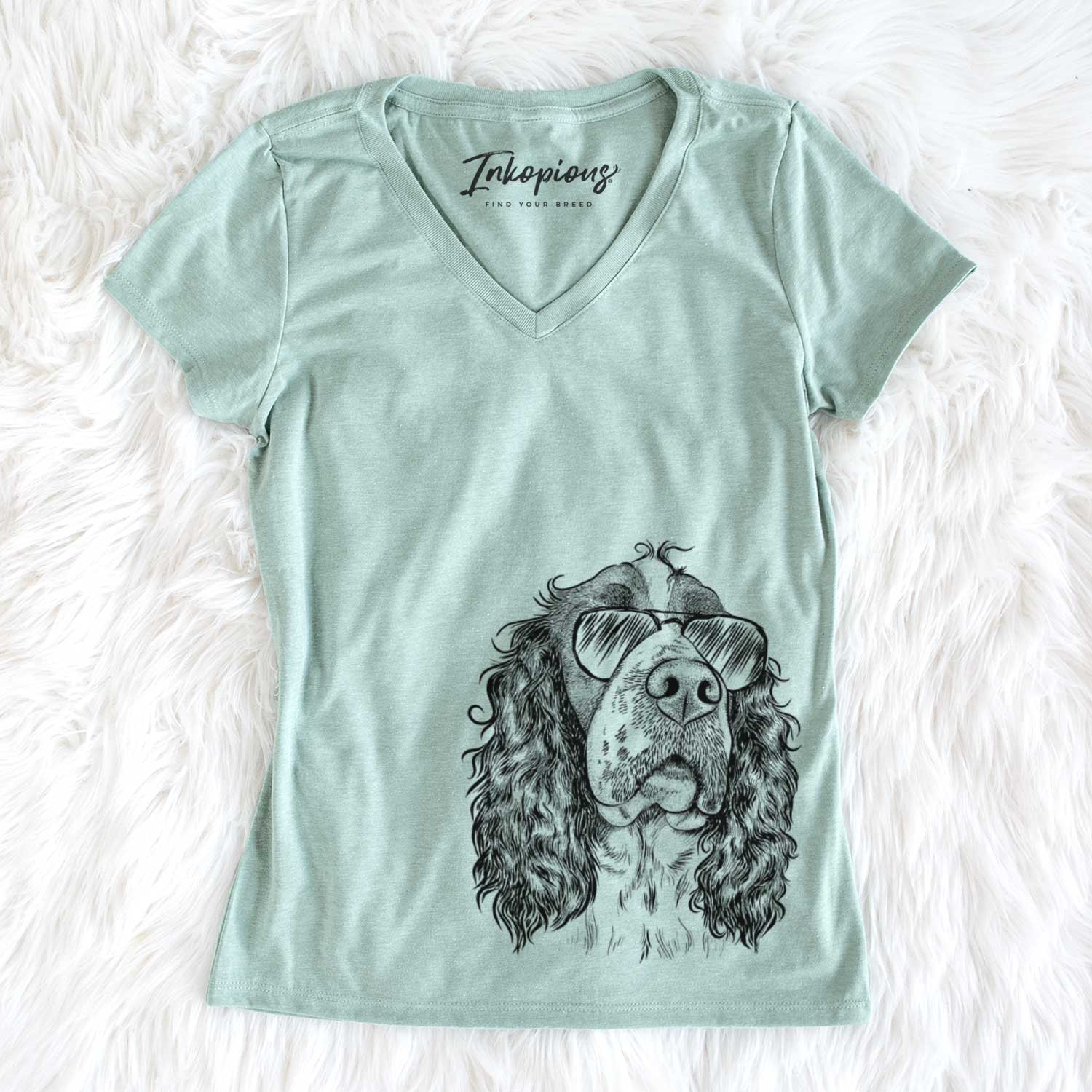 Aviator Millie Mae the English Springer Spaniel - Women's V-neck Shirt