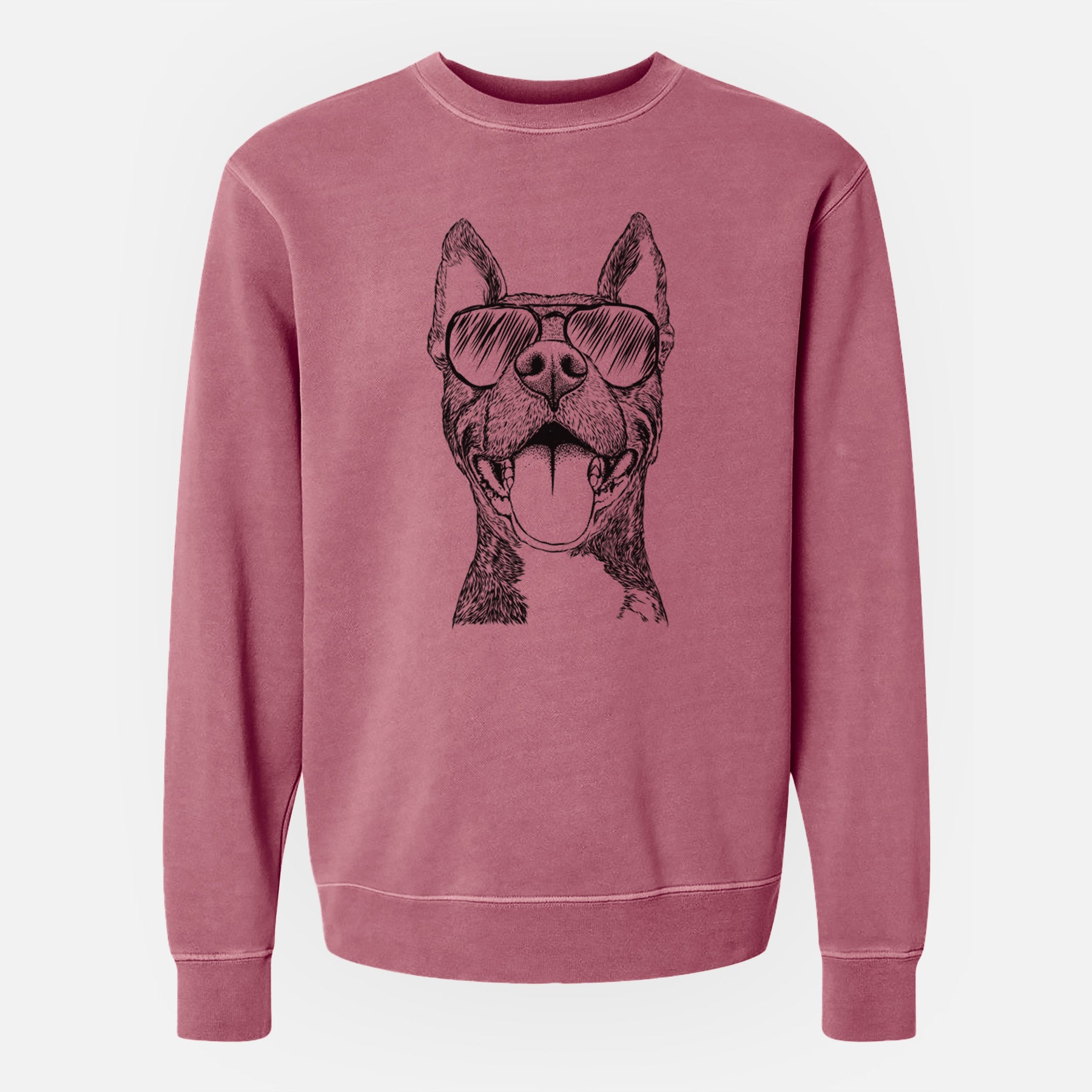 Aviator Milo the Pitbull Mix - Unisex Pigment Dyed Crew Sweatshirt