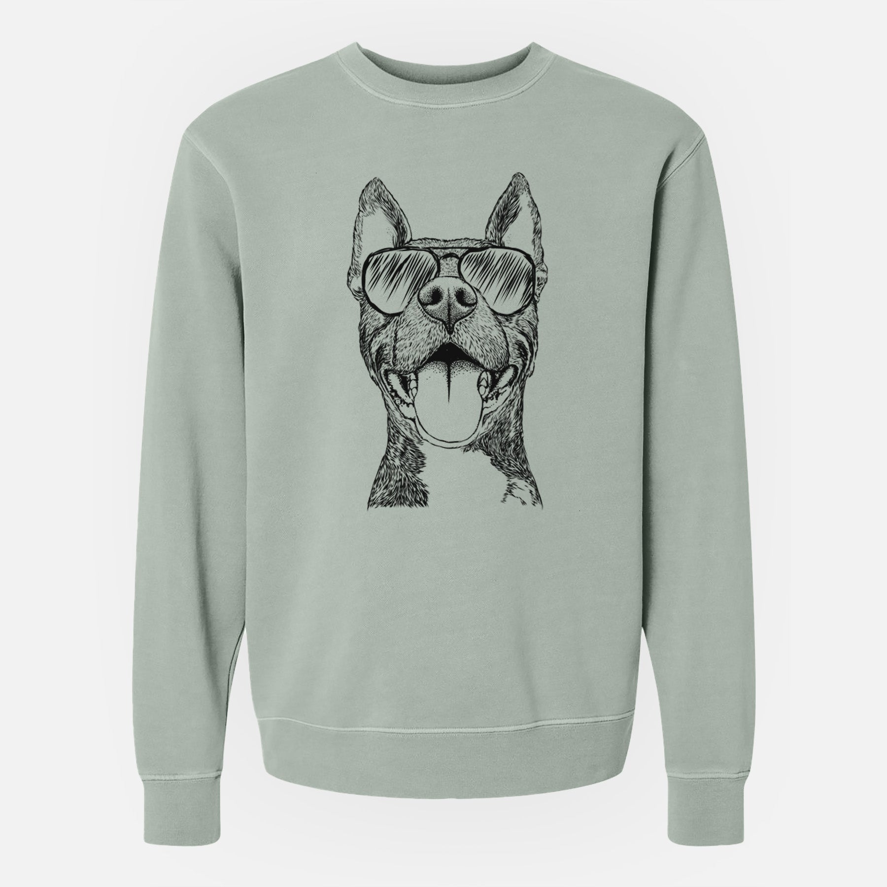 Aviator Milo the Pitbull Mix - Unisex Pigment Dyed Crew Sweatshirt