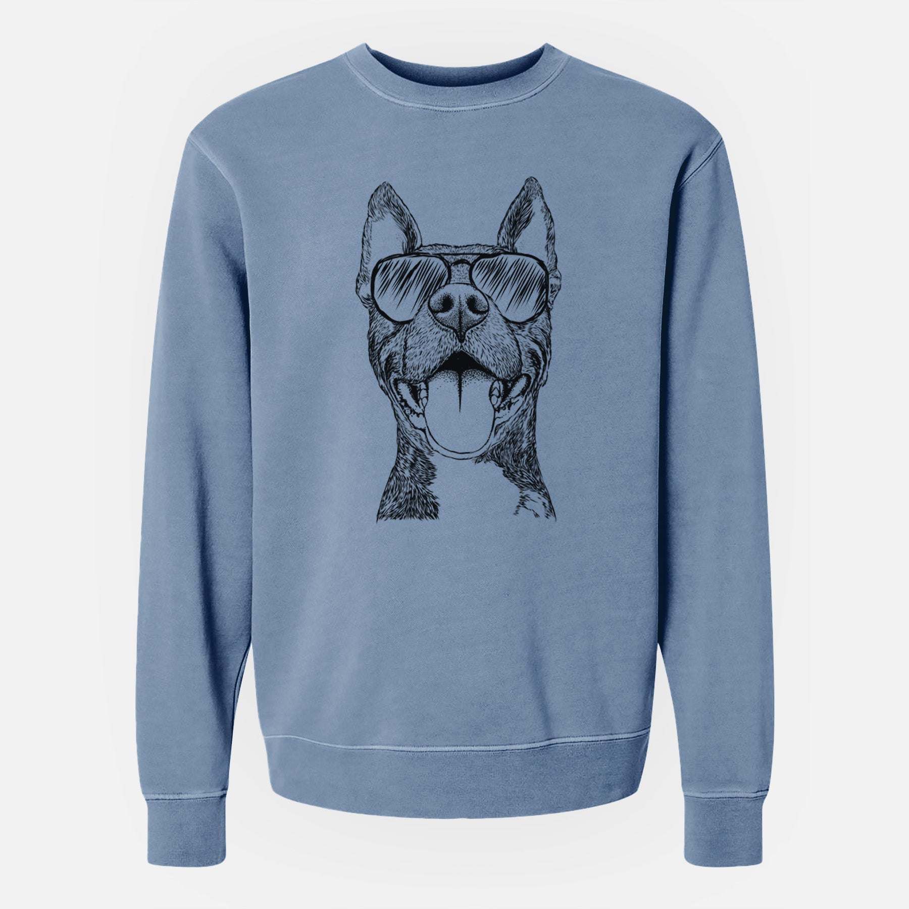 Aviator Milo the Pitbull Mix - Unisex Pigment Dyed Crew Sweatshirt