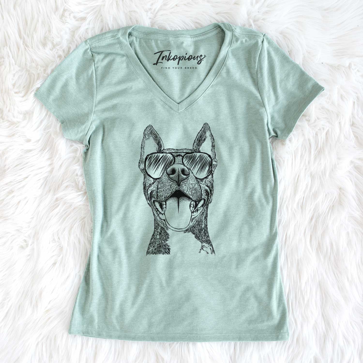 Aviator Milo the Pitbull Mix - Women's V-neck Shirt