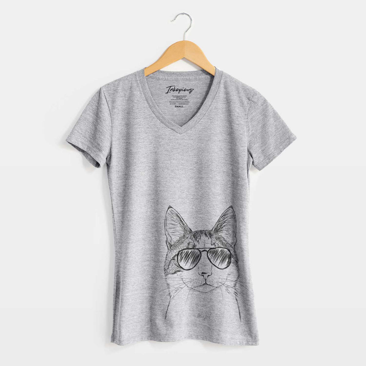 Aviator Mini Griffin the Domestic Shorthair Cat - Women&#39;s V-neck Shirt