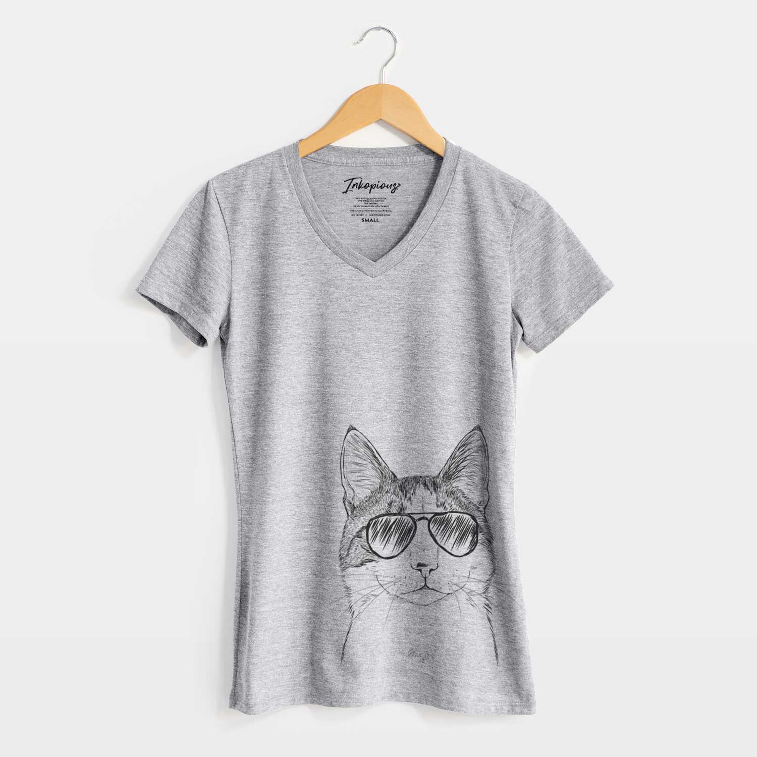 Aviator Mini Griffin the Domestic Shorthair Cat - Women's V-neck Shirt