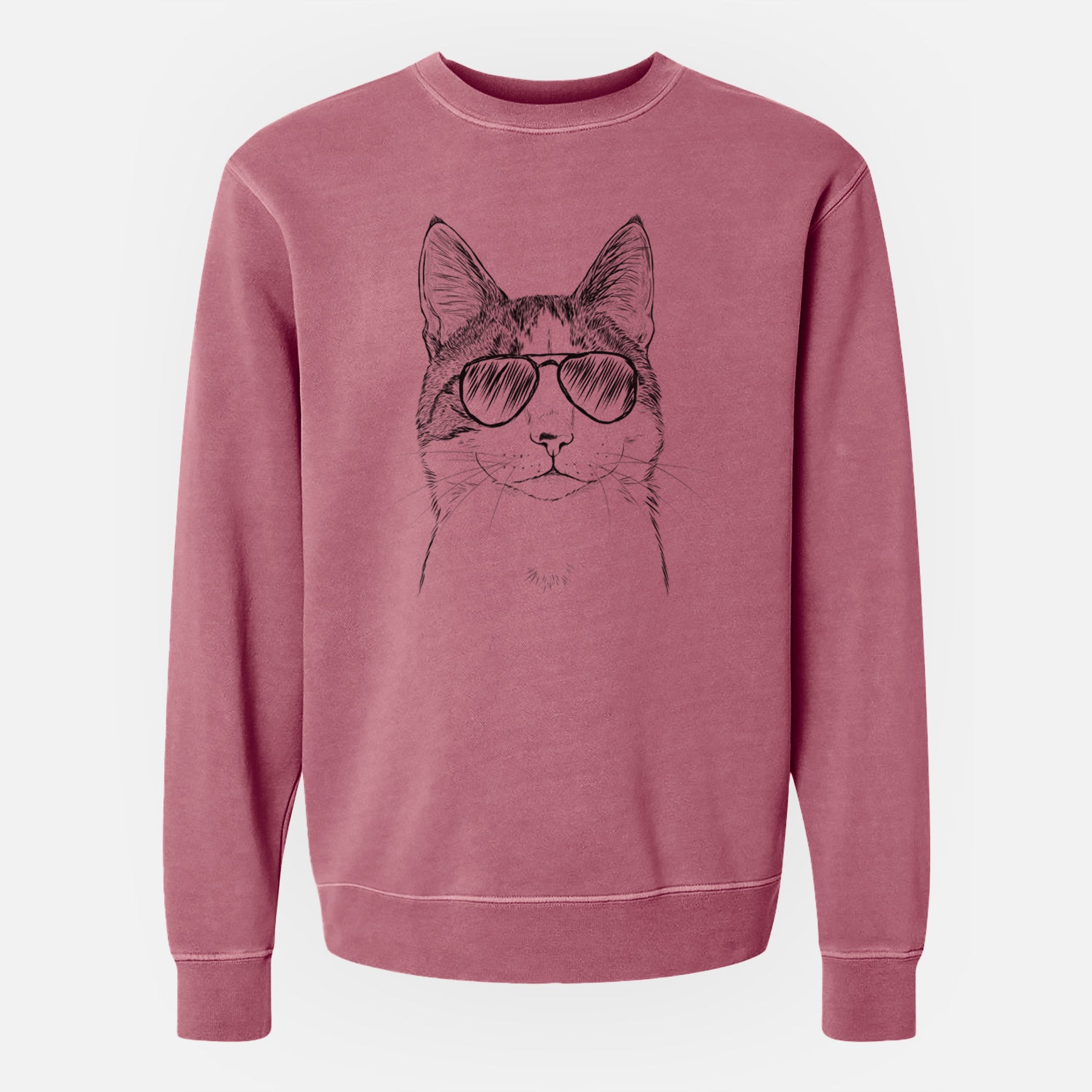 Aviator Mini Griffin the Domestic Shorthair Cat - Unisex Pigment Dyed Crew Sweatshirt