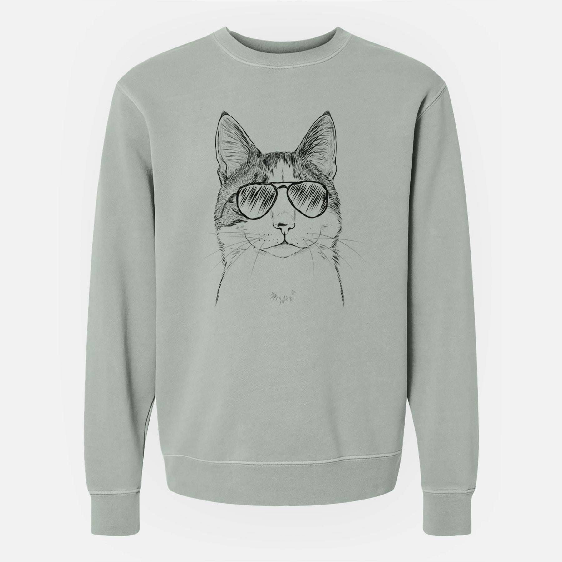 Aviator Mini Griffin the Domestic Shorthair Cat - Unisex Pigment Dyed Crew Sweatshirt