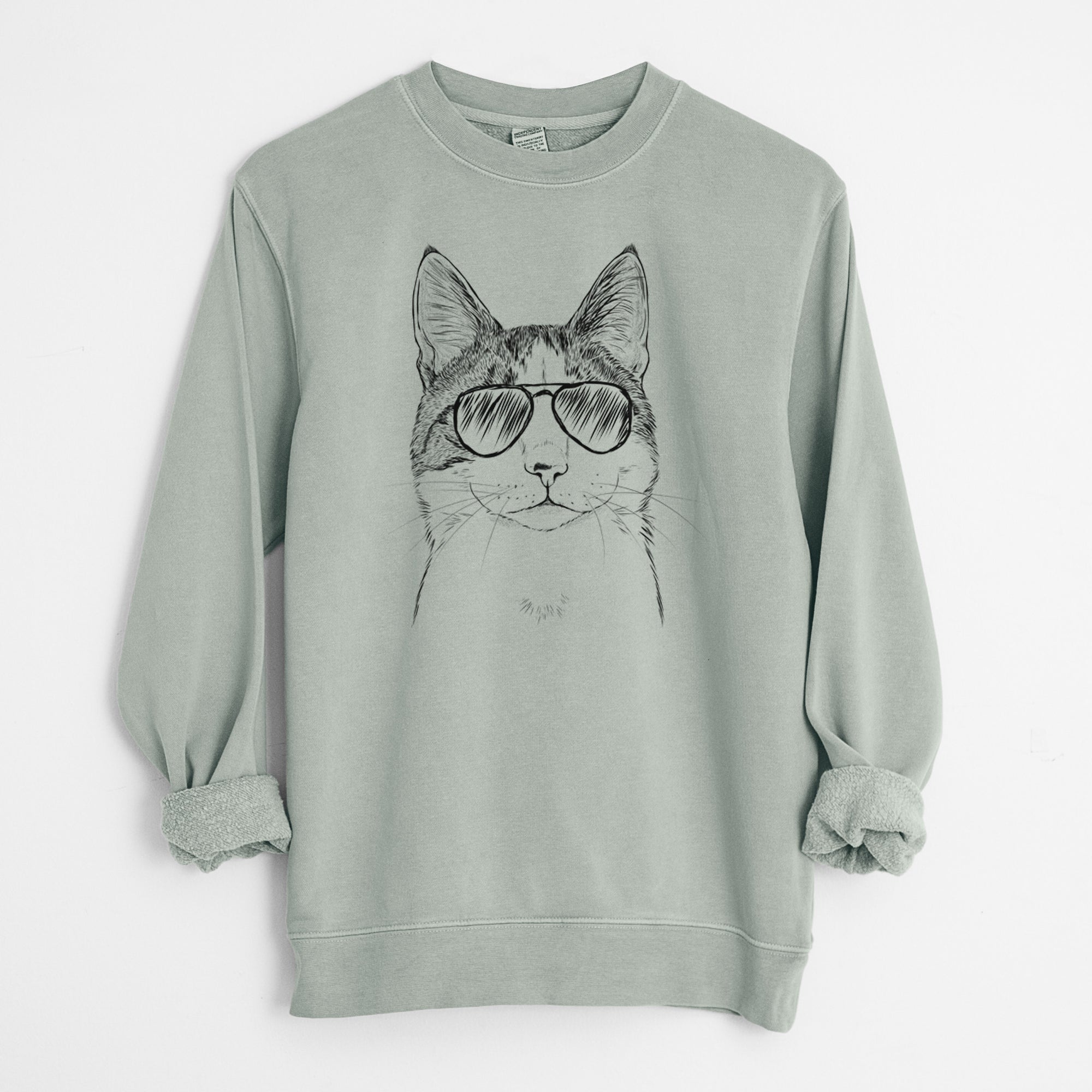 Aviator Mini Griffin the Domestic Shorthair Cat - Unisex Pigment Dyed Crew Sweatshirt