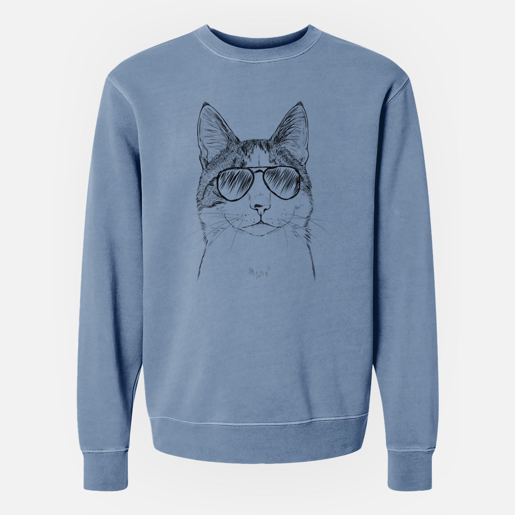 Aviator Mini Griffin the Domestic Shorthair Cat - Unisex Pigment Dyed Crew Sweatshirt