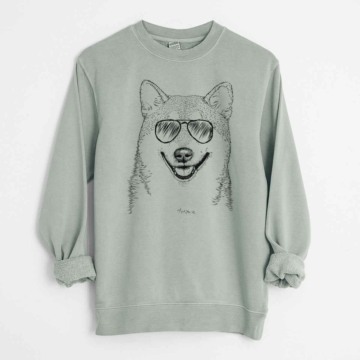 Aviator Mitsu the Shiba Inu - Unisex Pigment Dyed Crew Sweatshirt