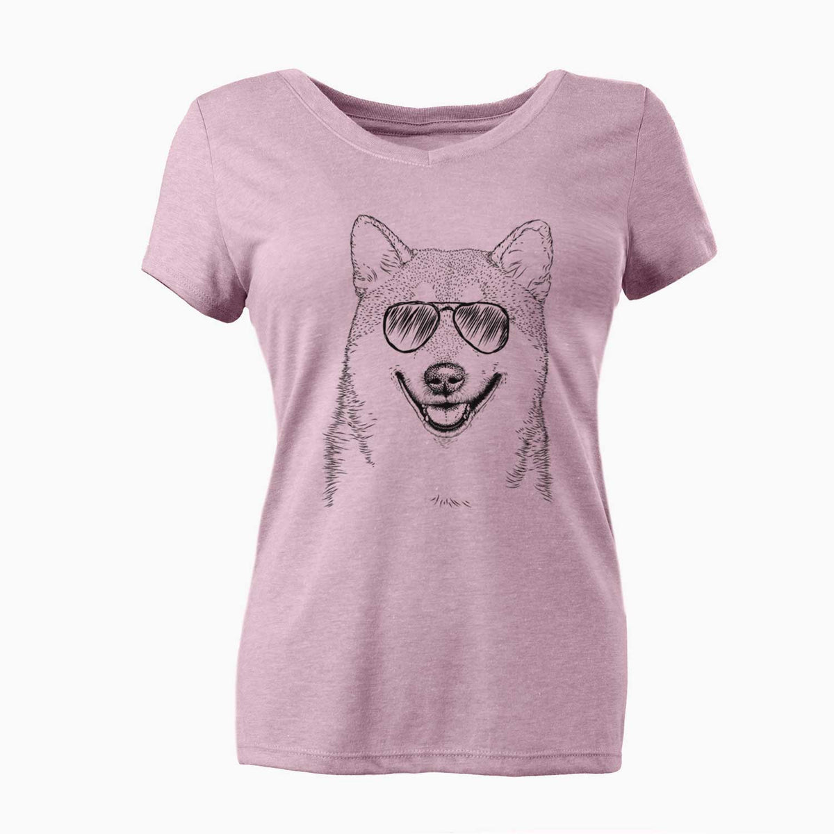 Aviator Mitsu the Shiba Inu - Women's V-neck Shirt