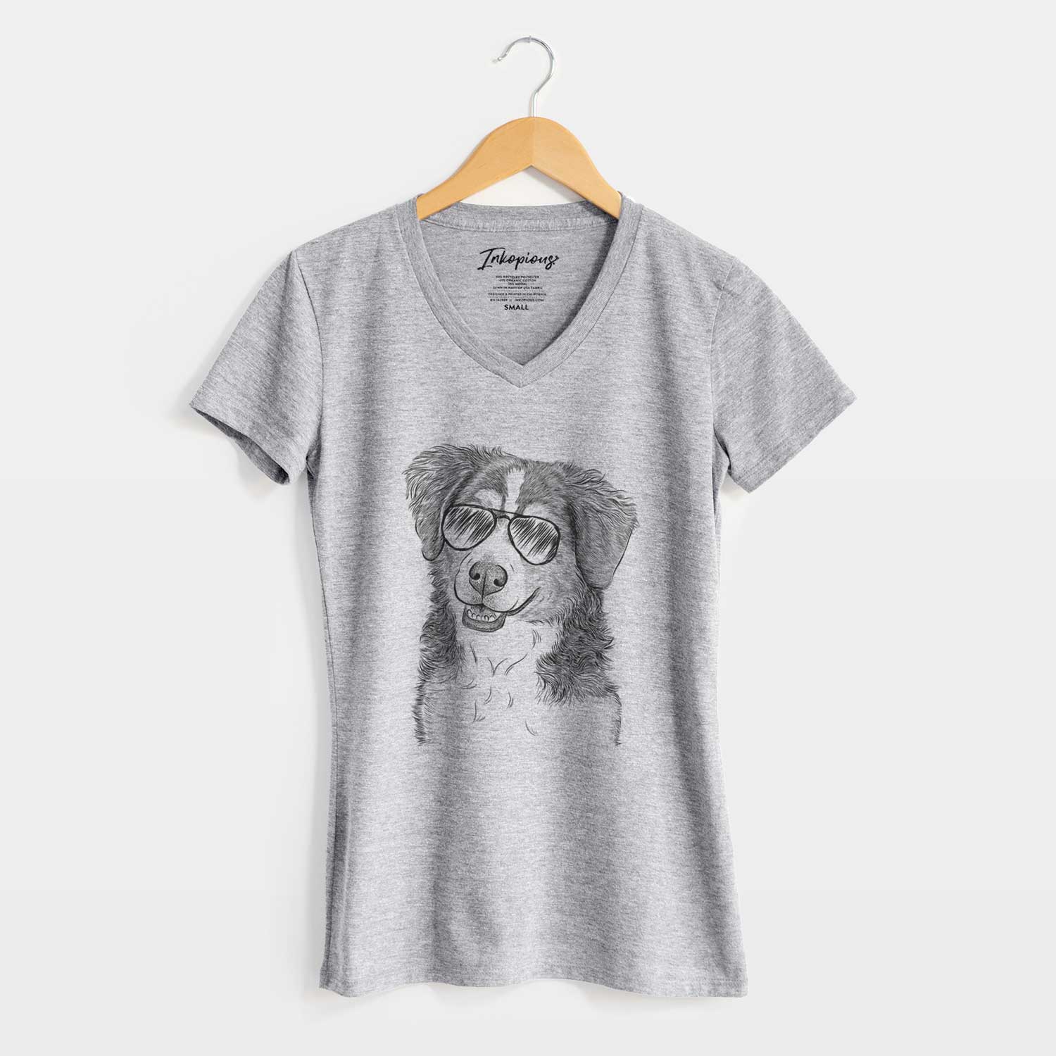 Aviator Molly the Miniature Bernedoodle - Women's V-neck Shirt