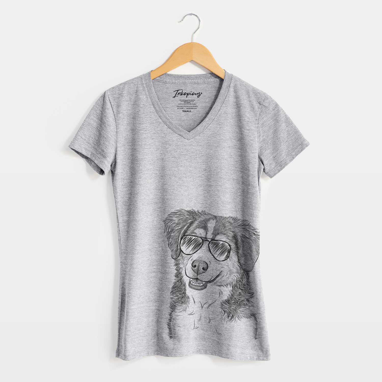 Aviator Molly the Miniature Bernedoodle - Women's V-neck Shirt