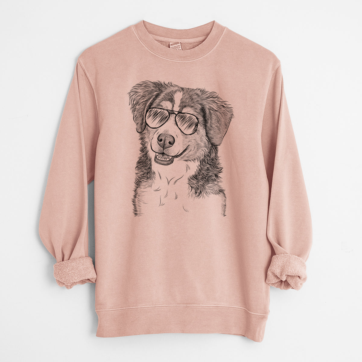 Aviator Molly the Miniature Bernedoodle - Unisex Pigment Dyed Crew Sweatshirt