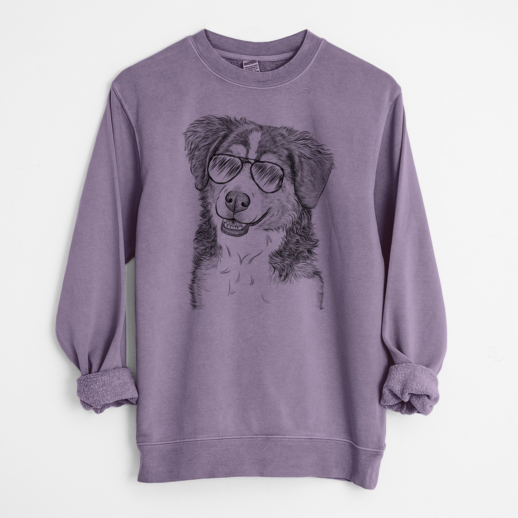 Aviator Molly the Miniature Bernedoodle - Unisex Pigment Dyed Crew Sweatshirt