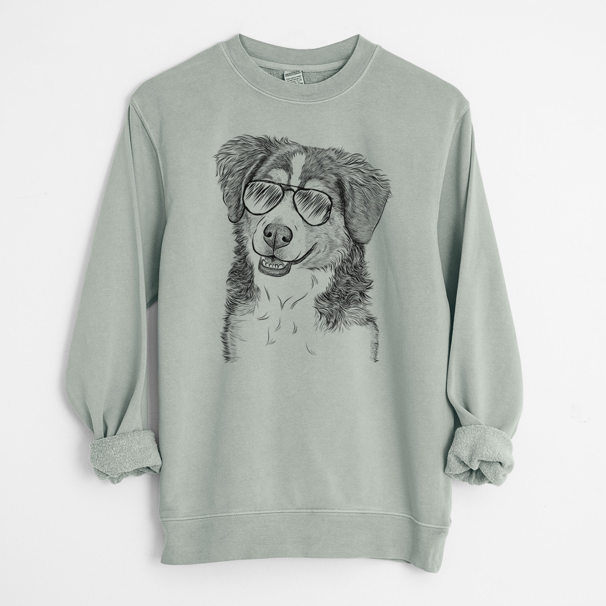 Aviator Molly the Miniature Bernedoodle - Unisex Pigment Dyed Crew Sweatshirt