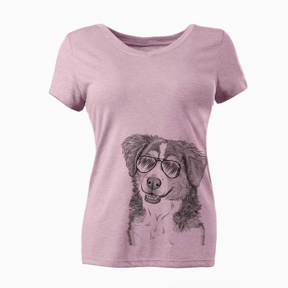 Aviator Molly the Miniature Bernedoodle - Women's V-neck Shirt