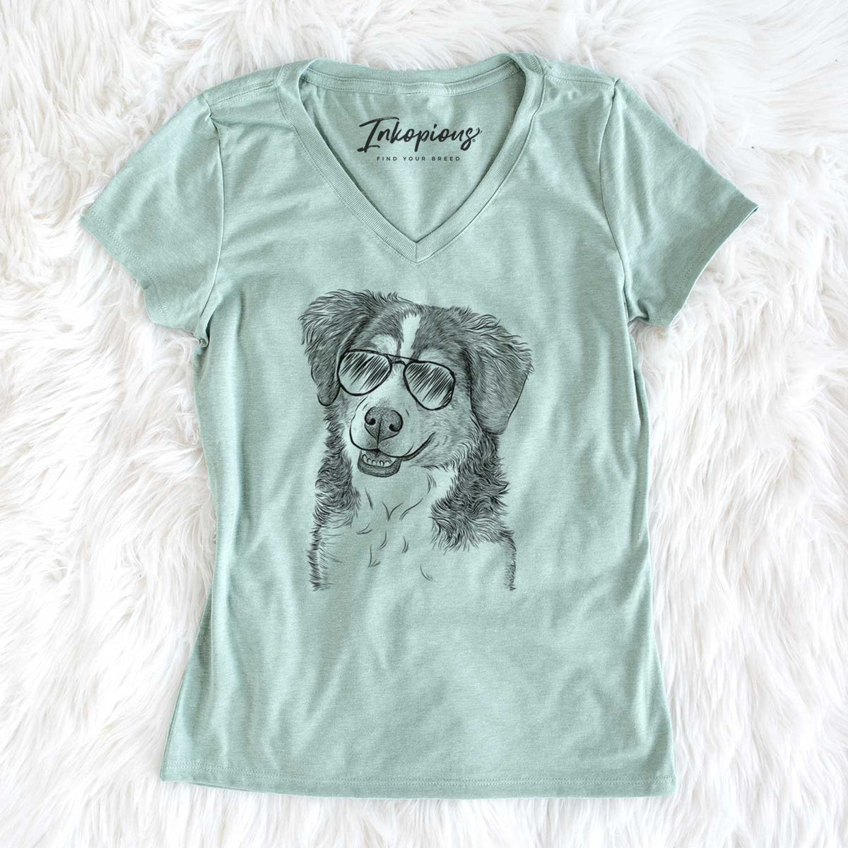 Aviator Molly the Miniature Bernedoodle - Women's V-neck Shirt