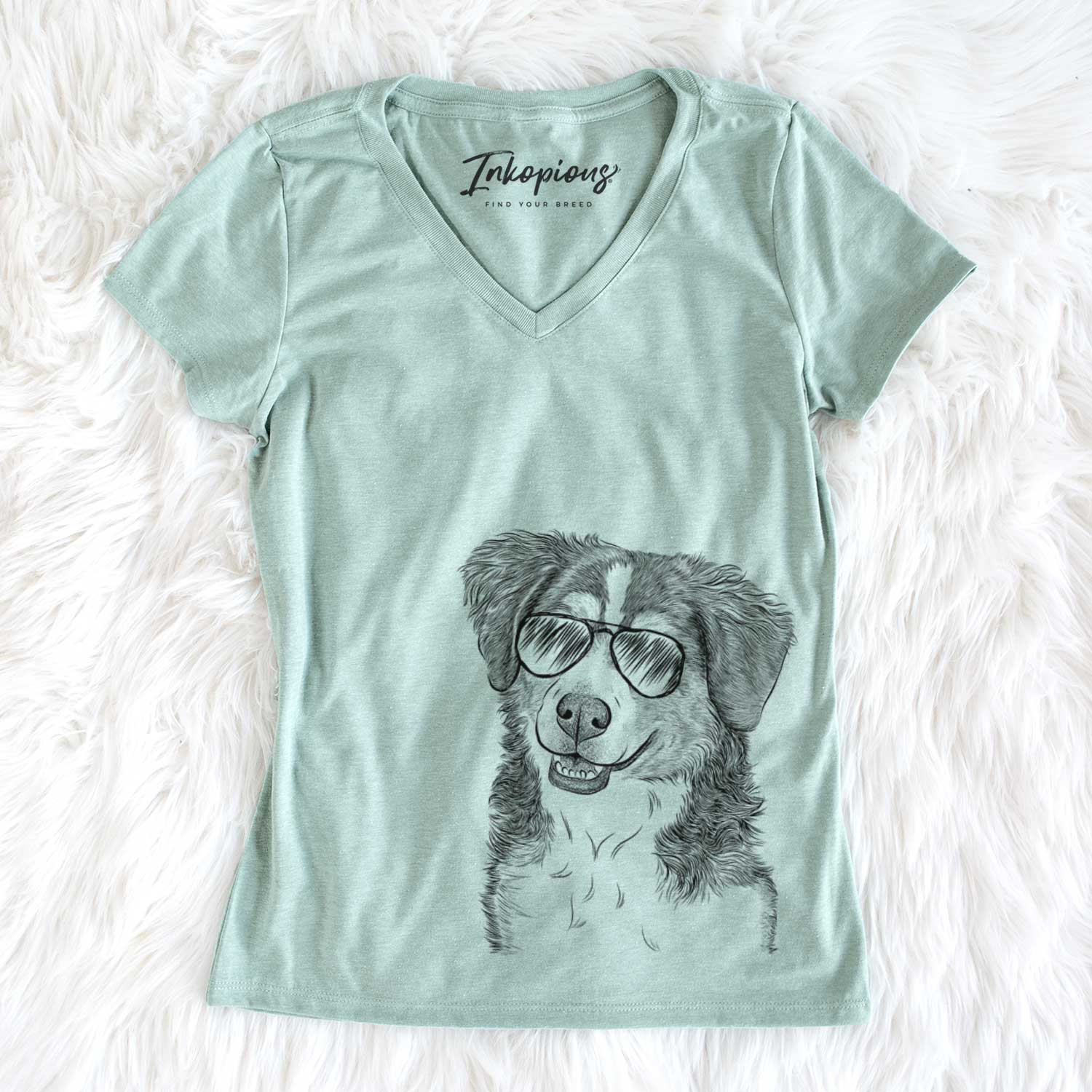 Aviator Molly the Miniature Bernedoodle - Women's V-neck Shirt