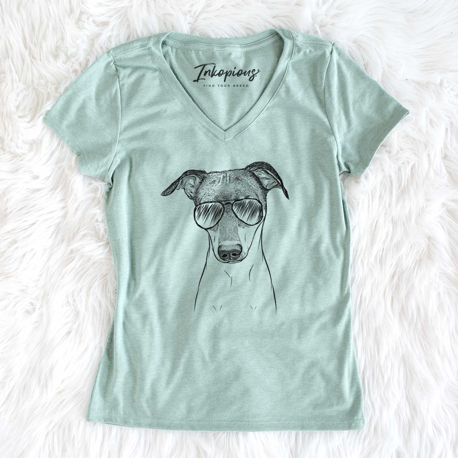 Aviator Momo the Japanese Terrier - Women's V-neck Shirt