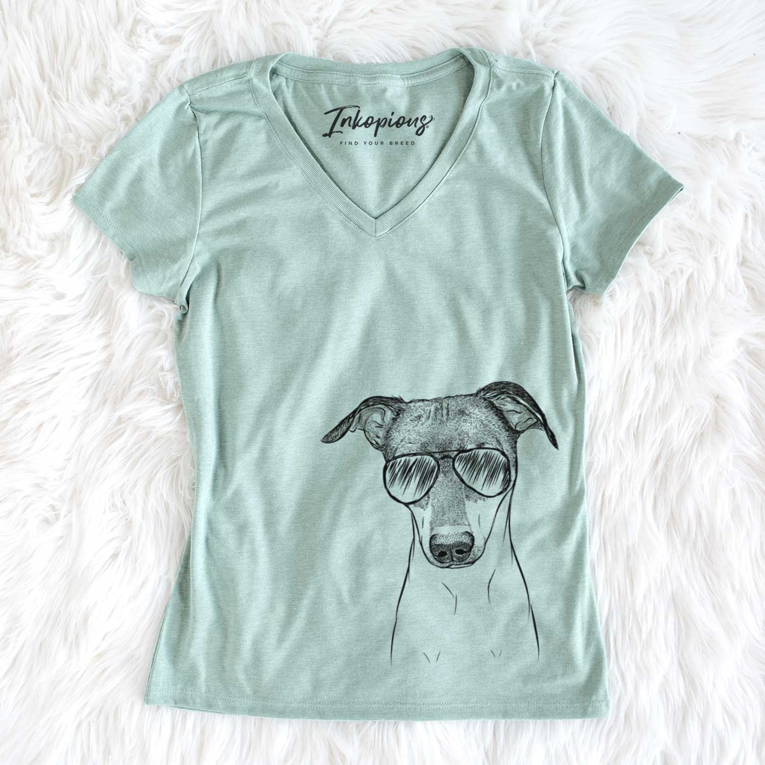 Aviator Momo the Japanese Terrier - Women's V-neck Shirt