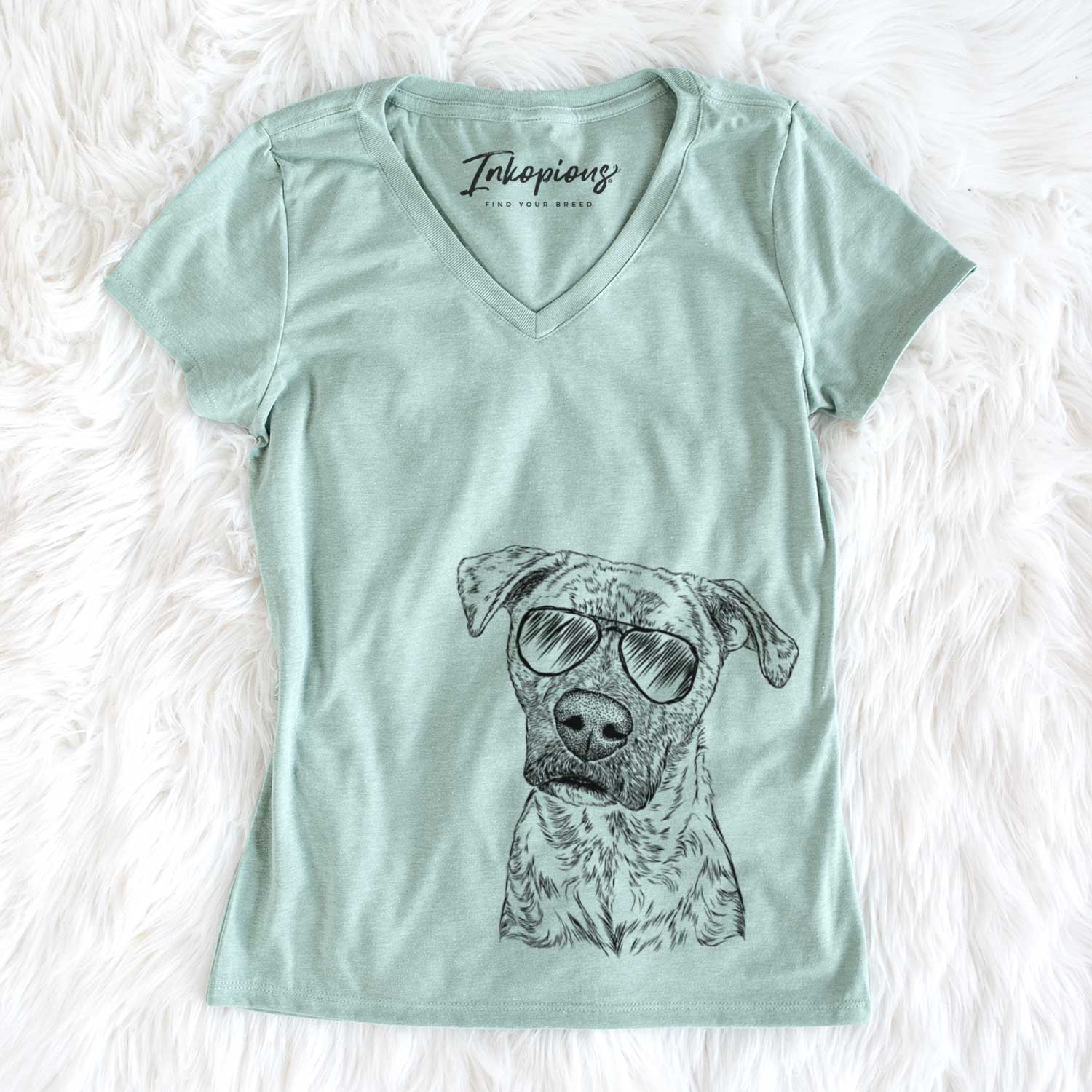 Aviator Monster Baby the Pitbull Mix - Women's V-neck Shirt