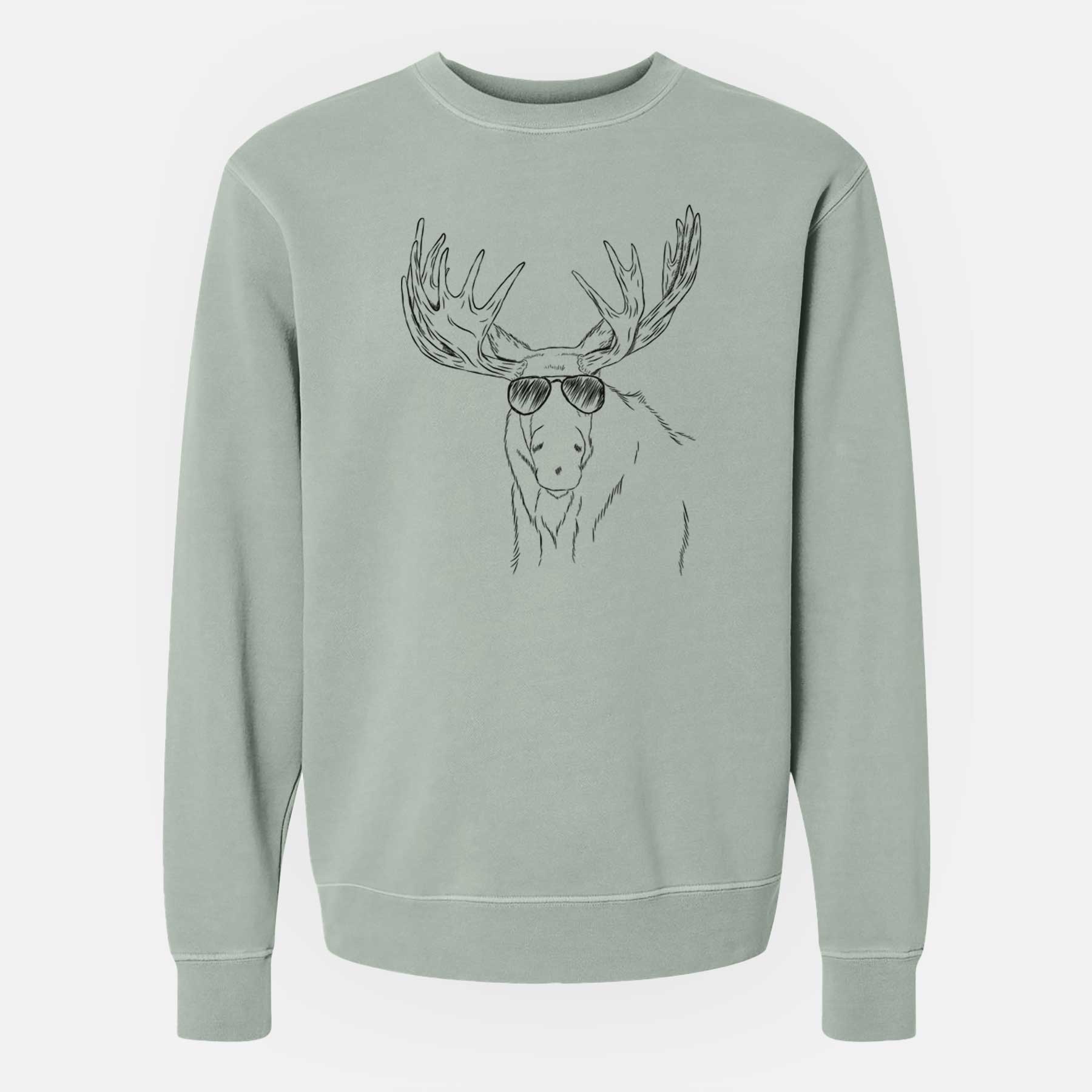 Aviator Monty the Moose - Unisex Pigment Dyed Crew Sweatshirt