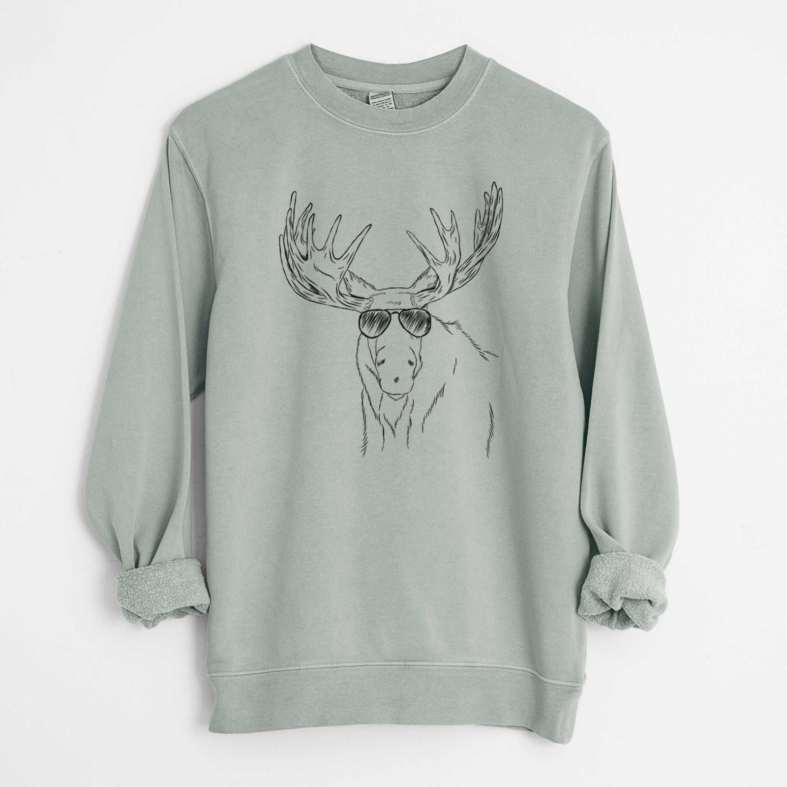 Aviator Monty the Moose - Unisex Pigment Dyed Crew Sweatshirt