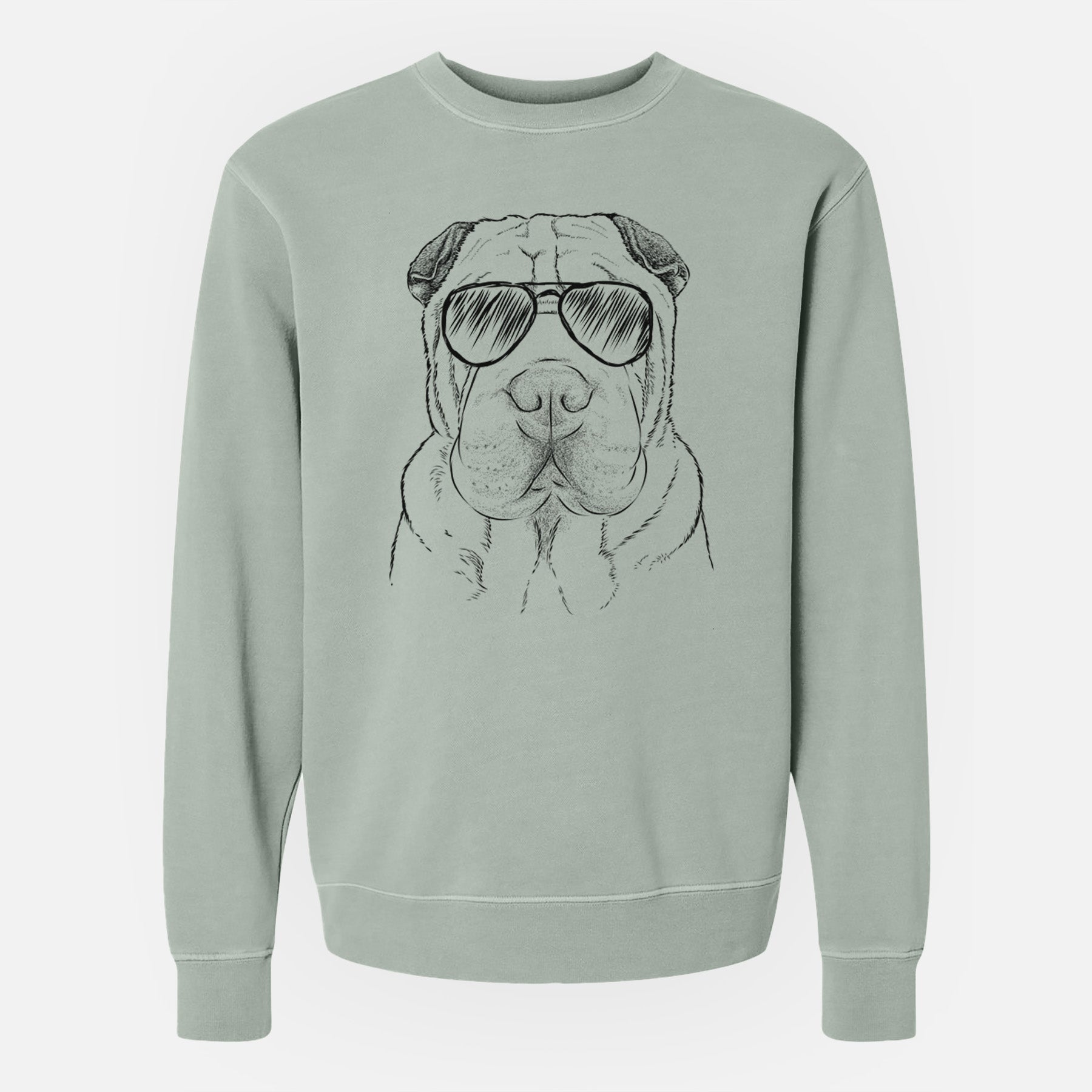 Aviator Moomers the Shar Pei - Unisex Pigment Dyed Crew Sweatshirt