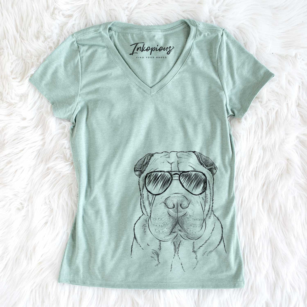 Aviator Moomers the Shar Pei - Women's V-neck Shirt