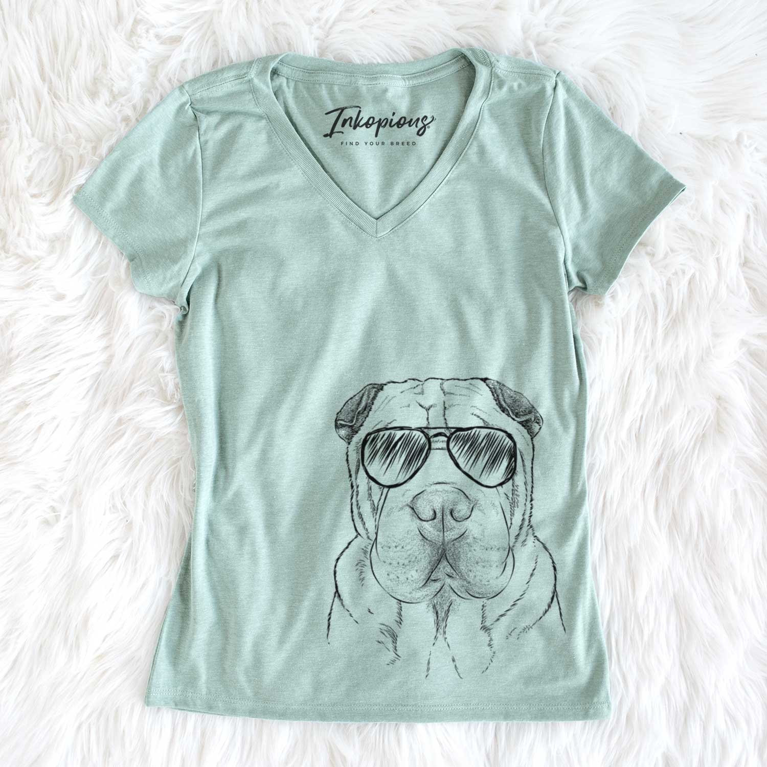 Aviator Moomers the Shar Pei - Women's V-neck Shirt
