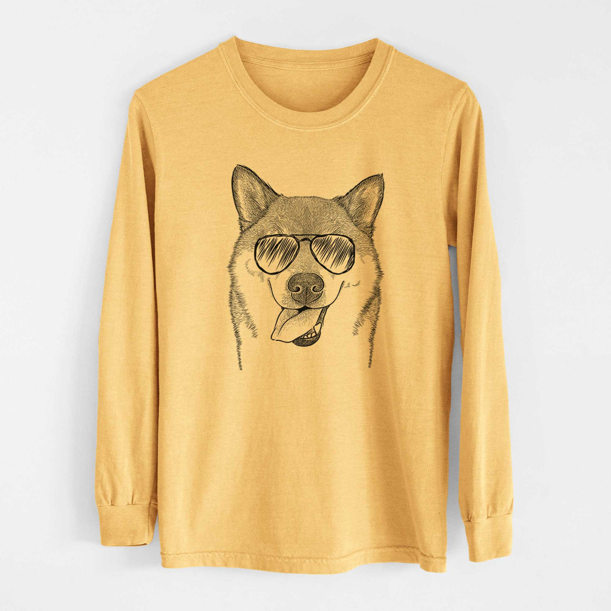 Aviators Mothra the Shiba Inu - Heavyweight 100% Cotton Long Sleeve